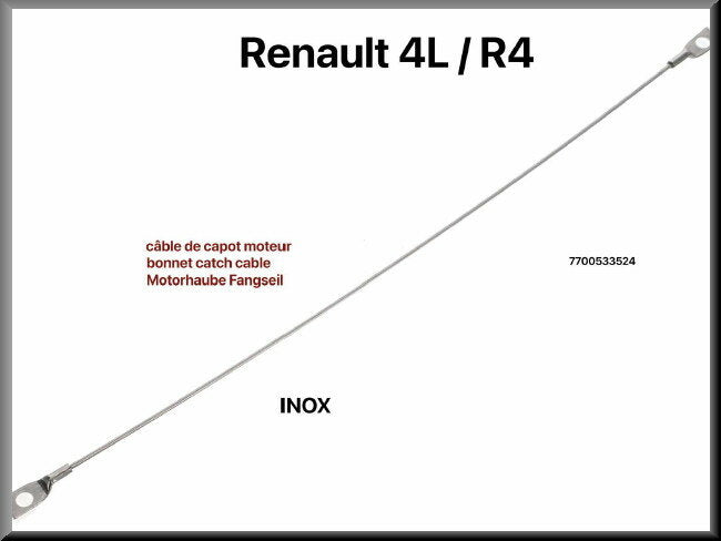 Câble de retenue de capot – Renault 4 – OEM 7700533524 – NOS