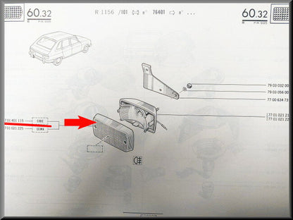 Mistlamp glas  – Renault 16 – OEM 7701401115 – NOS