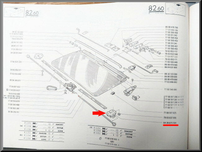 Stelblok open dak – Renault 16 - Renault 30 – Renault diverse - OEM 0428875500