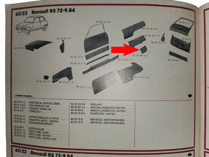 Right rear lower fender – Renault 5 – OEM 602260 – NOS