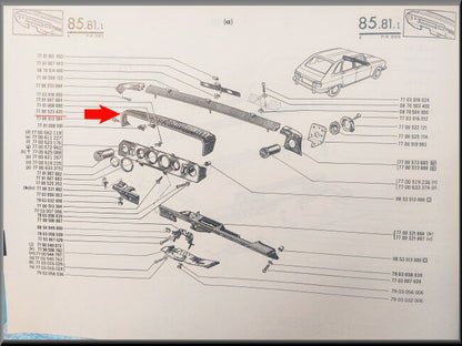 Dashboard instrumenten afdekplaat – Renault 16 – OEM 7700523425