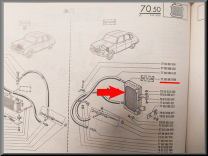 Radiator olie koeler – Renault 16 – OEM 7700587856