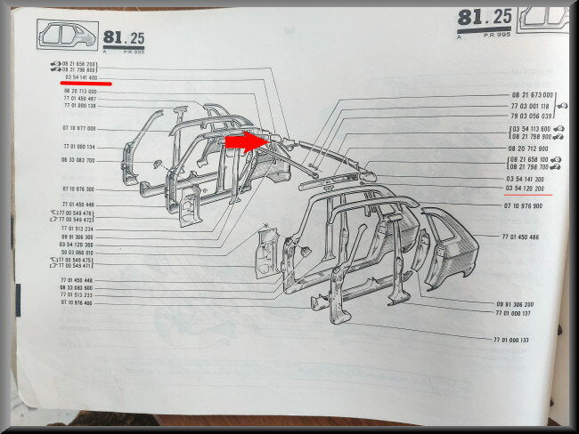 Pièce de traverse de style C droite – Renault 16 – OEM 0354120400