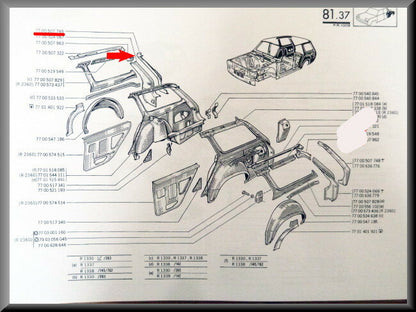 Balk achterscherm rechts – Renault 12 Break – OEM 7700547749