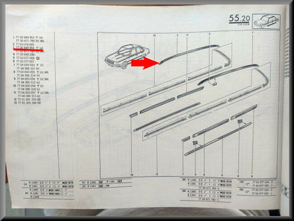 Moulure de toit droite – Renault 18 – OEM 7700649954 – NOS