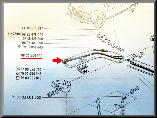 Rear right bumper corner – Renault 16 (second type) – OEM 0820604000