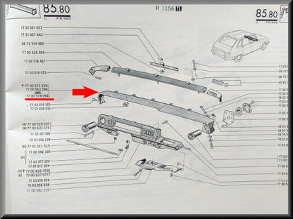 Pièce tableau de bord – Renault 16 TL – OEM 7700536291 / 7700578094