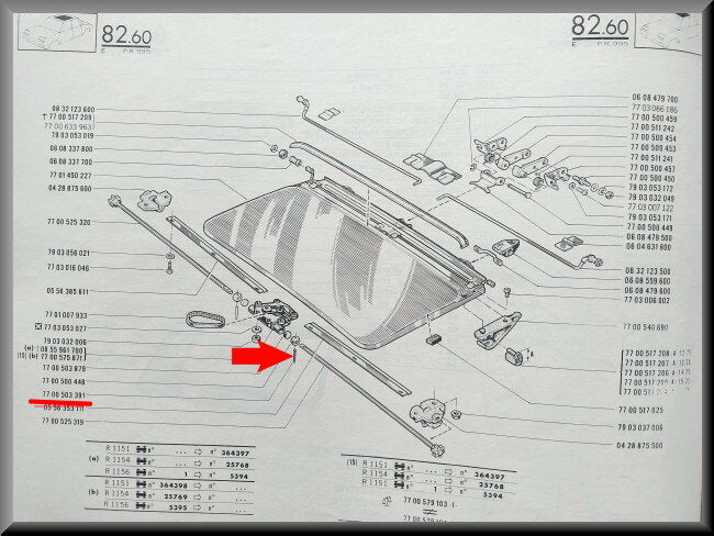 Borgpen open dak as – Renault 16 – Renault 17 - Renault 20 - Renault 30 - OEM 7700503391