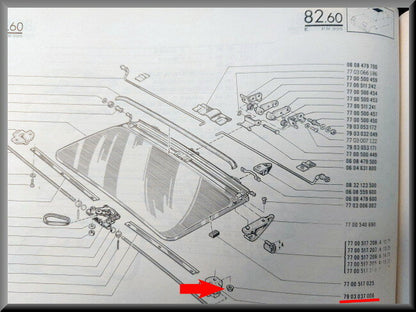 Geleidingsrubber stelblok open dak – Renault 16 – Renault 30 - Renault diverse - OEM 7903037006