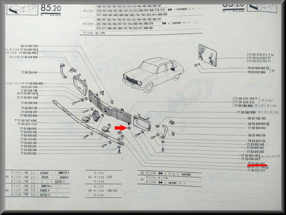 Caoutchouc de calandre – Renault 16 – OEM 7903061002