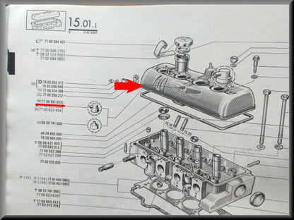Valve cover – Renault 16 TX, TS – OEM 7700551023 / 7700617653 / 7700620454