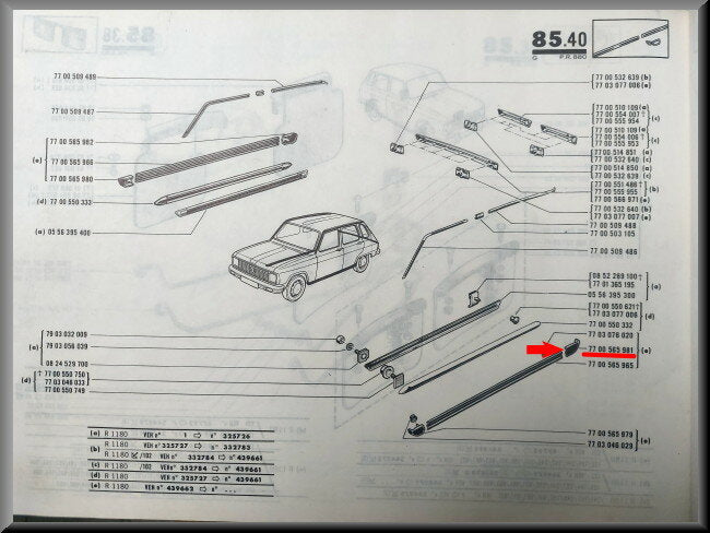 Embout de moulure arrière gauche – Renault 6 – OEM 7700565981 – NOS