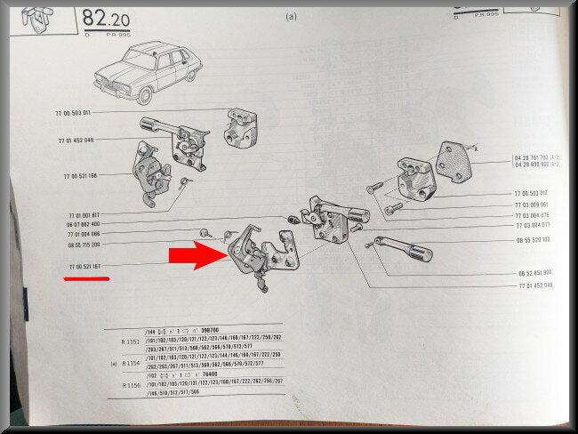 Slotplaat links achter – Renault 16 – OEM 7700521167