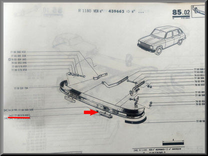 Bumperbuffer voorzijde links  – Renault 6 – OEM 7700570695 – NOS