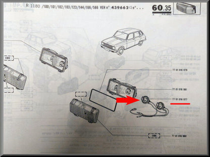 Fitting knipperlicht voorzijde – Renault 6 – OEM 7701016977