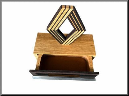 Key cabinet with Renault emblem and door handle (21x15x20 cm) Wenge wood and oak wood – Renault 16