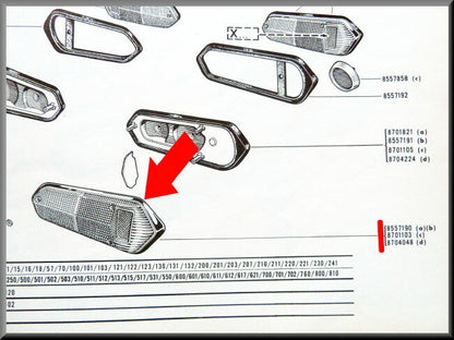 Achterlicht glas rechts – Renault 16 – OEM 0855719000