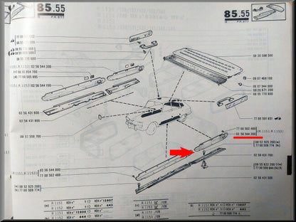 Sierlijst binnenzijde portier achter links RVS – Renault 16 – OEM 0256544200