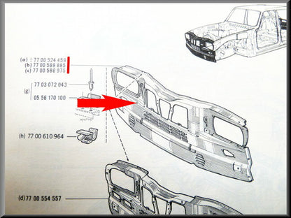 Façade avant – Renault 16 TL, TS – OEM 7700539966 / 7700525844 – Occasion