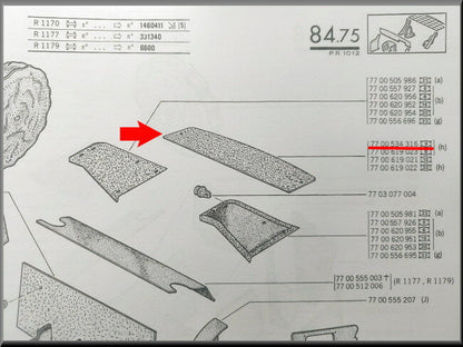 Rear parcel shelf trim (black) – Renault 12 – OEM 7700534316