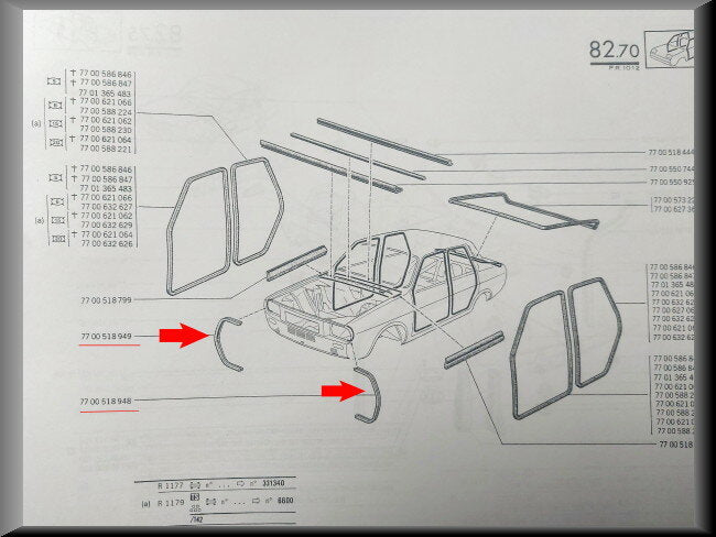 Headlamp rubber left and right – left right – Renault 12 – OEM 7700518948 / 7700518949