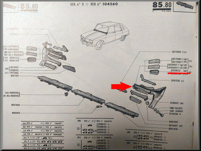 Dashboarddeel links – Renault 16 (1150) – OEM 0855813100 – NOS