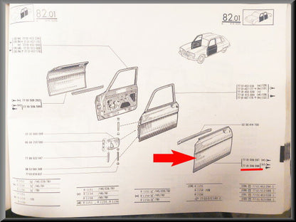 Deurplaat rechts voor – Renault 16 TX – OEM 7701506598