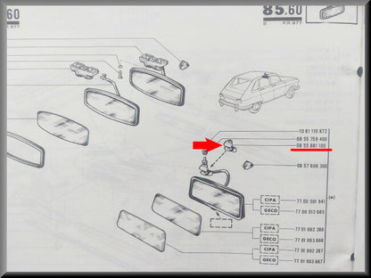 Rearview mirror and sun visor bracket – Renault 16 – OEM 0855881100 – NOS