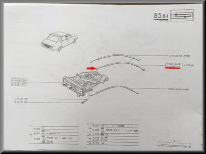 Kachelkraan kabel  – Renault 12 – OEM 7700655706 – NOS