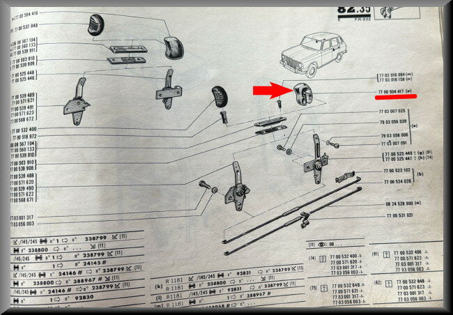 Deurknop  – Renault 6 – OEM 7700504417 – NOS