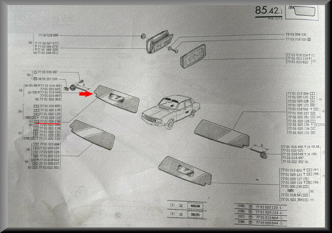 Zonneklep met spiegel  – Renault 12 – OEM 7701005238 – NOS