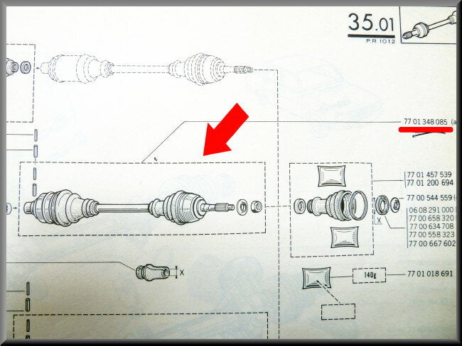 Aandrijfas  – Renault 12 – OEM 7700535244 – NOS