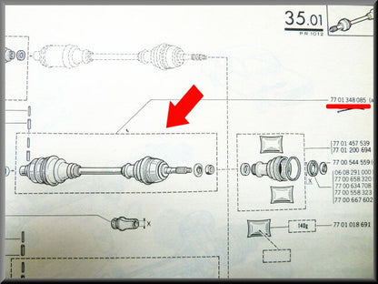 Aandrijfas  – Renault 12 – OEM 7700535244 – NOS
