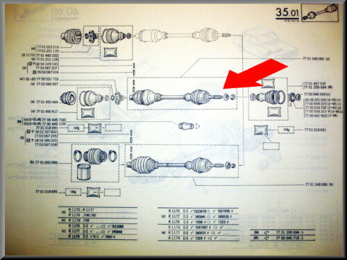 Aandrijfas  – Renault 12 – OEM 7700535244 – NOS