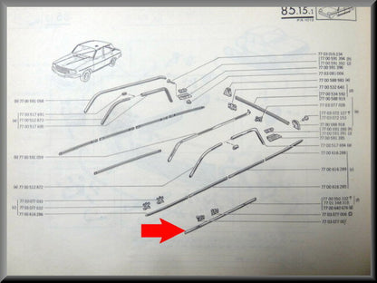 Chroom strip kokerbalk  – Renault 12 – OEM 7701348318 (New Old Stock) – NOS