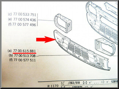 Tôle inférieure face avant – Renault 12 – OEM 7700615881 – NOS