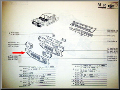 Tôle inférieure face avant – Renault 12 – OEM 7700615881 – NOS