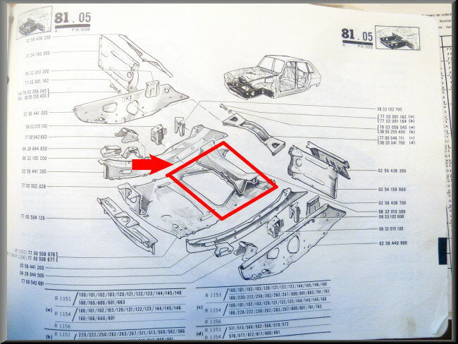 Partie du plancher arrière – Renault 16 – OEM 7700508876A – NOS