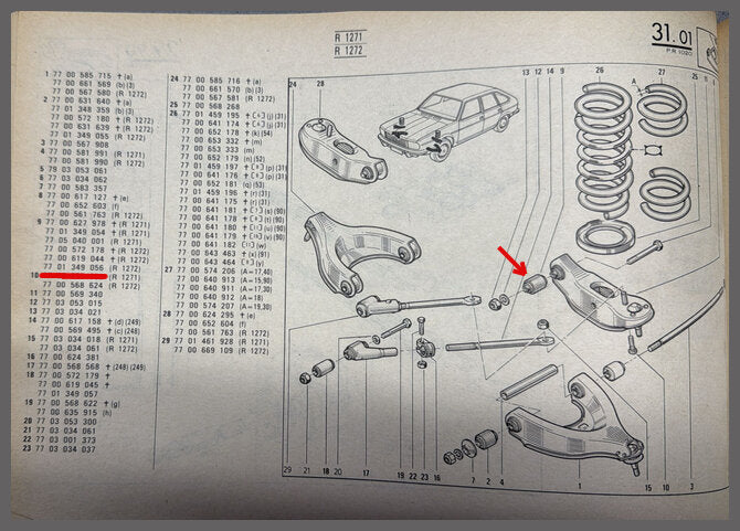 Silent bloc bras de suspension inférieur – Renault 20 - Renault 30 – OEM 7701349056 – NOS