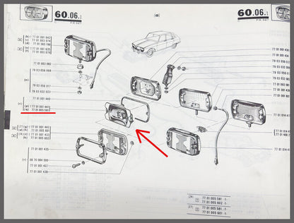 Spotlight reflector – Renault 16 TS – OEM 7701005601