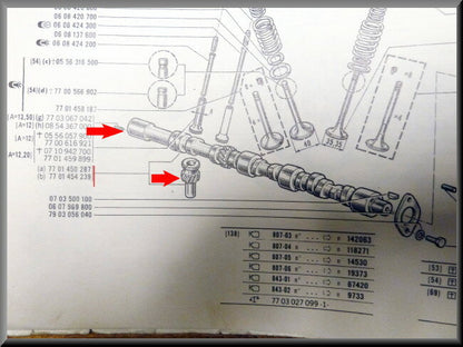 Arbre à cames avec pignon d'allumage – Renault 16 – Réf. OEM 7701450287 – NOS