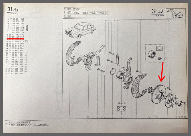 Remschijfset  – Renault 20 - Renault 30 – OEM 7700561367 – NOS