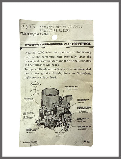 Carburateur reparatie set  – Renault 8 – NOS