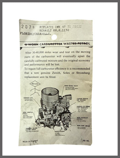Carburateur reparatie set  – Renault 8 – NOS
