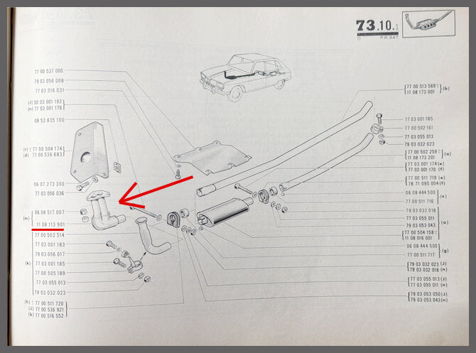 Uitlaat-vlampijpje – Renault 16 – OEM 1108113901