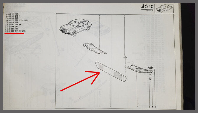 Façade inférieure – Renault 14 – OEM 7700656317 – NOS