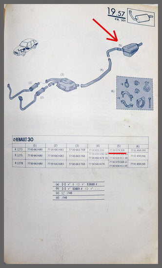 Uitlaat demper – Renault 20 – Renault 30 - OEM 7700579308 – NOS