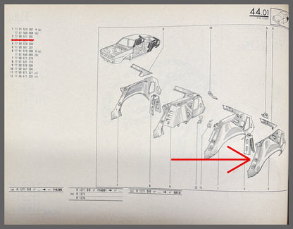 Deel van binnenscherm achterzijde links – Renault 20 – Renault 30 - OEM 7700571391A – NOS