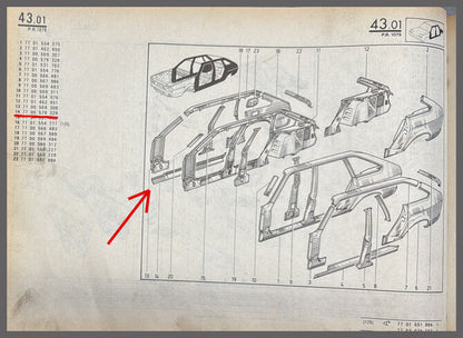Kokerbalk rechts – Renault 20 – Renault 30 - OEM 7700566712 - 7700579329