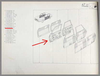 Portier voorzijde rechts – Renault 20 – Renault 30 - OEM 7700583949 – NOS